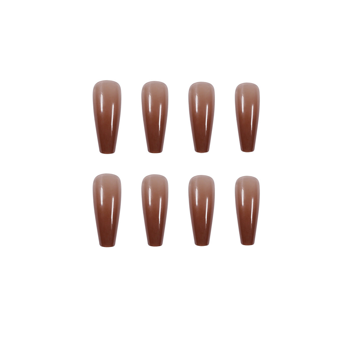 Long Coffin Press On Nails Jelly Brown Ombre 24Pcs
