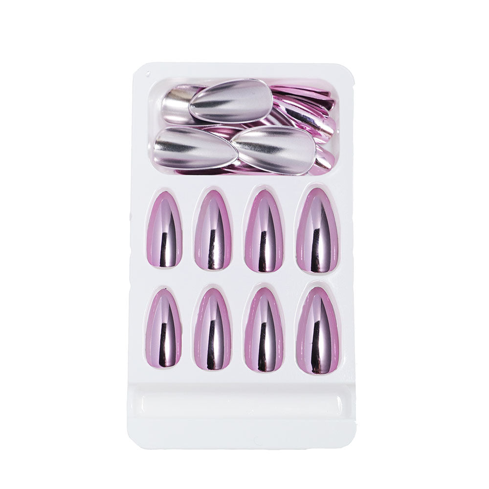 Metallic Bronze Stiletto Press On Nails Electroplated 24Pcs